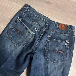 Y2K Chip And Pepper‎ Doheny Embroidered Baggy Dark Wash Denim Jeans
